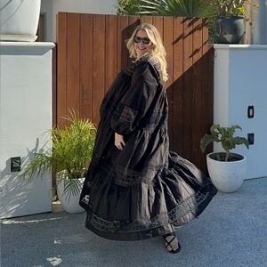 Bohemian Traders Black Long Sleeve Dress with eyelet and crochet details